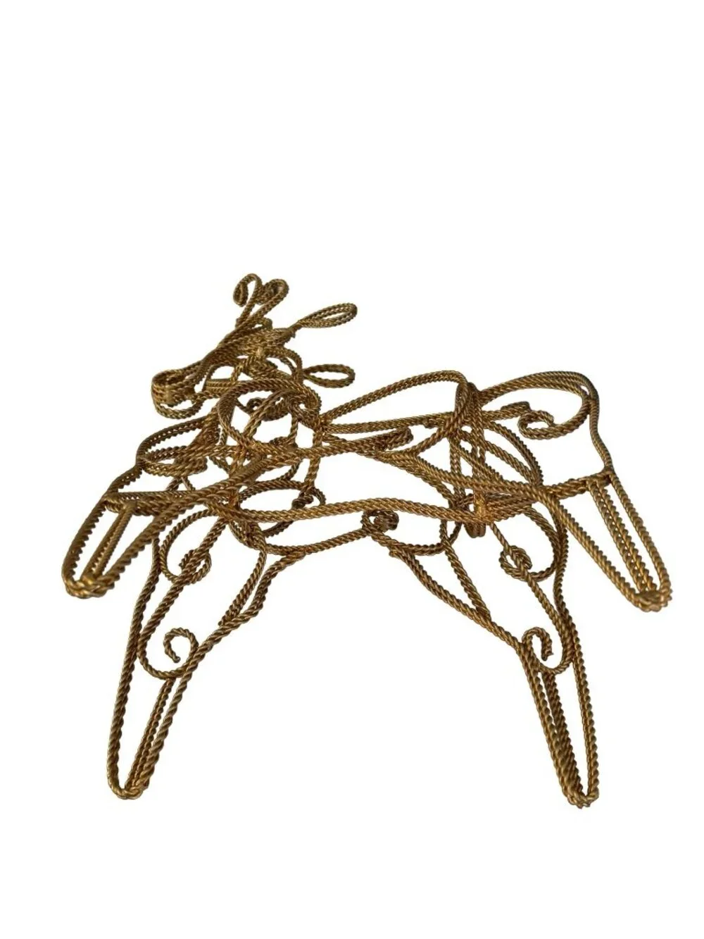Rope Wire Reindeer Sculpture Figurine Rustic Metal Reindeer Holiday Decor